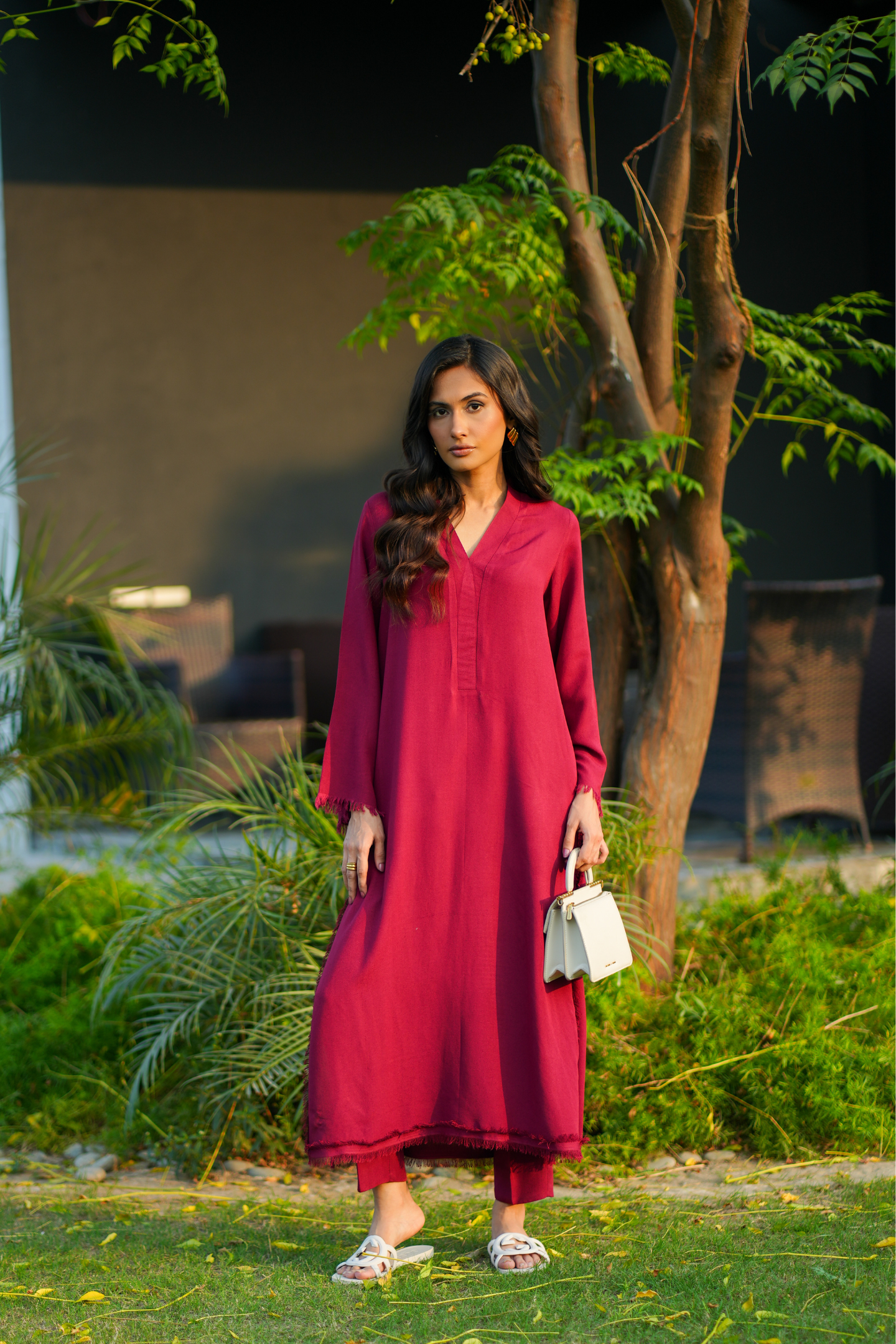 Maroon Karandi Coord