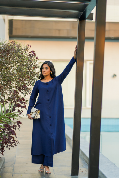 Navy Blue Karandi Coord