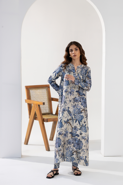 Blue Iris - Printed Silk Coord