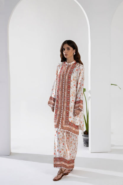 Peach Blossom - Printed Silk Coord