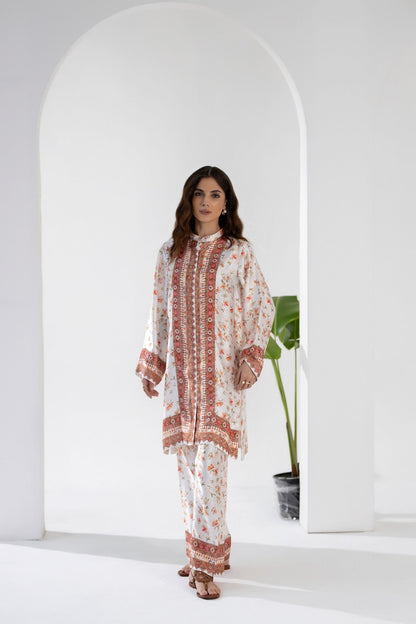 Peach Blossom - Printed Silk Coord