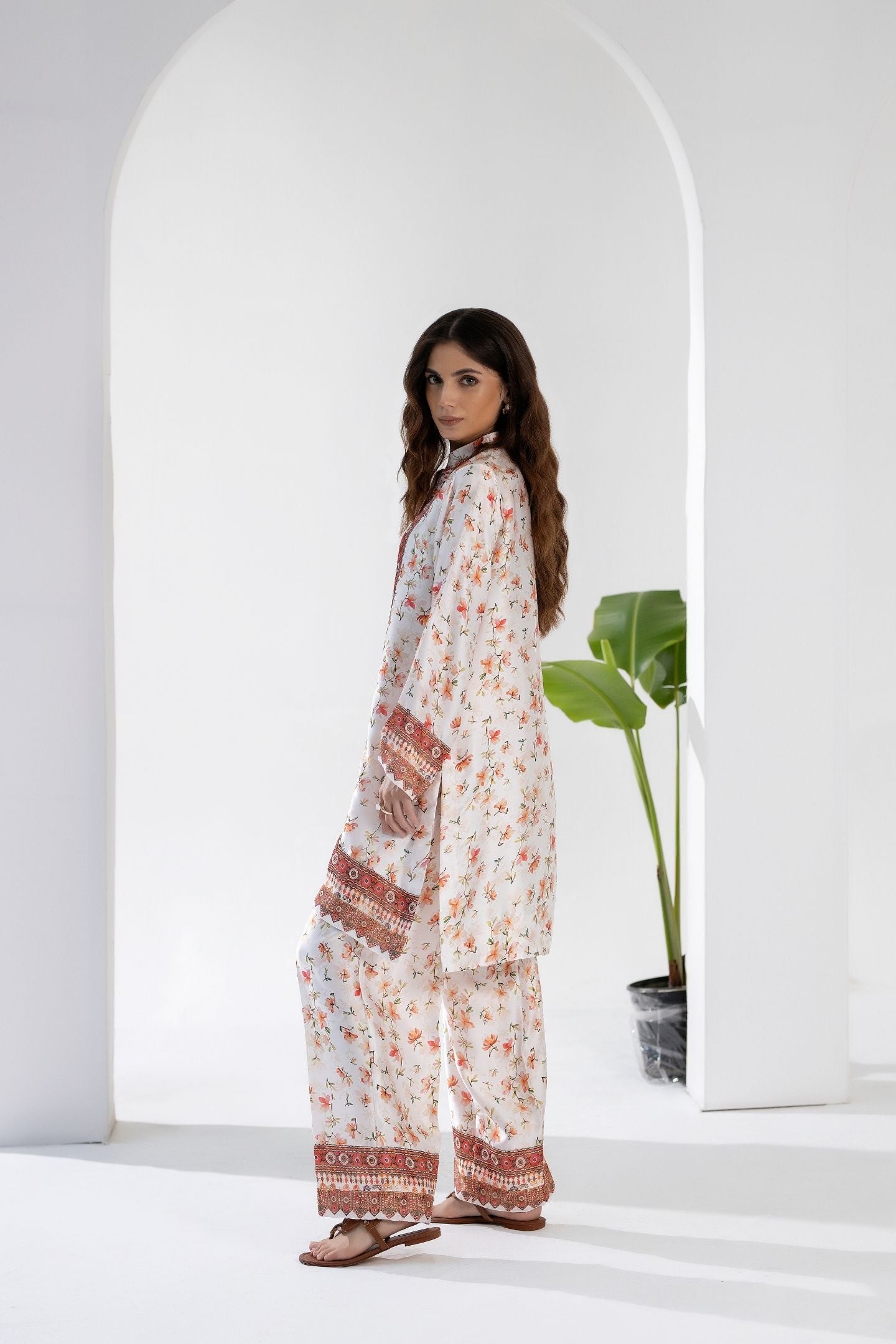 Peach Blossom - Printed Silk Coord