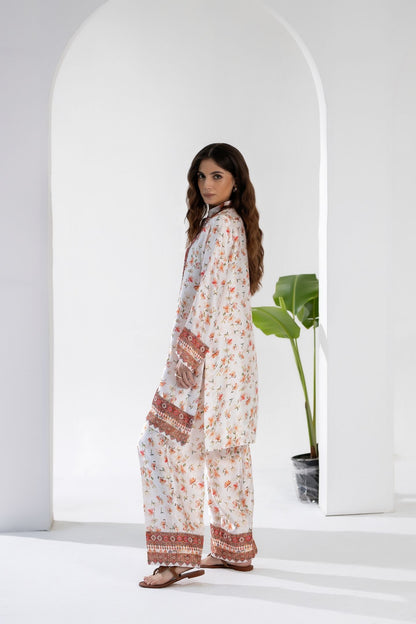 Peach Blossom - Printed Silk Coord