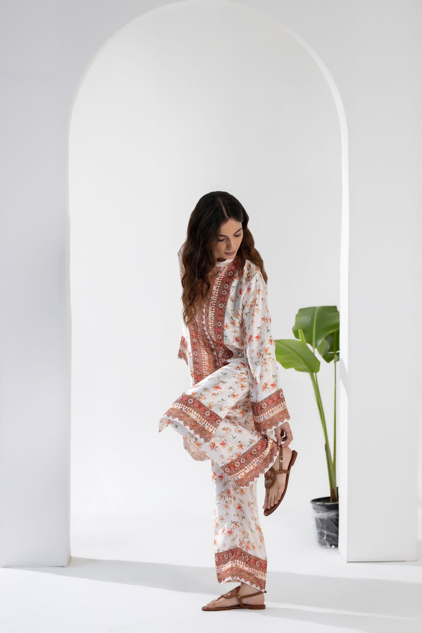 Peach Blossom - Printed Silk Coord