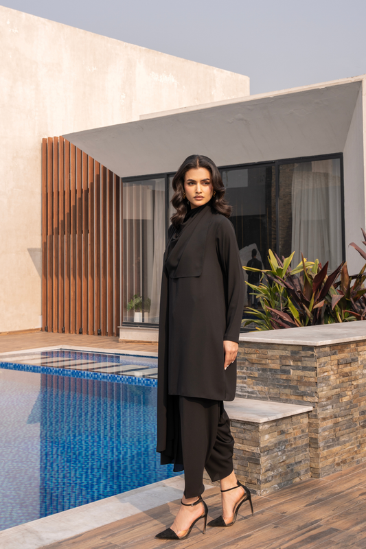 Black Drape Coord Set