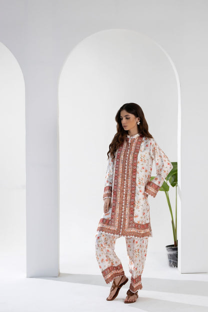 Peach Blossom - Printed Silk Coord