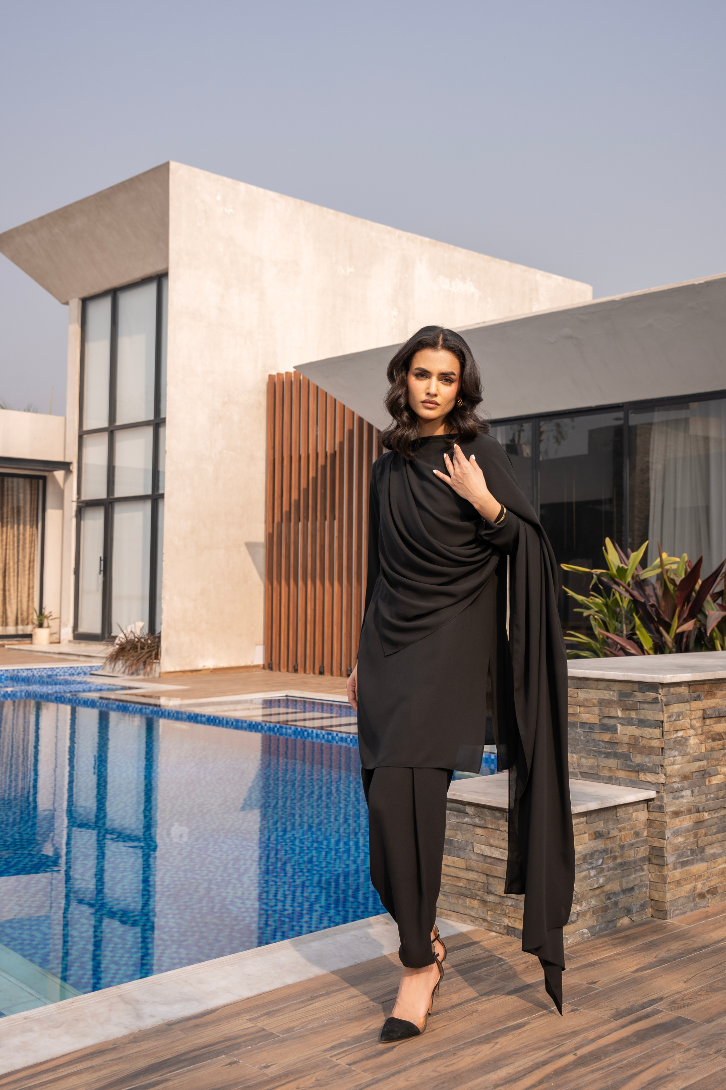 Black Drape Coord Set