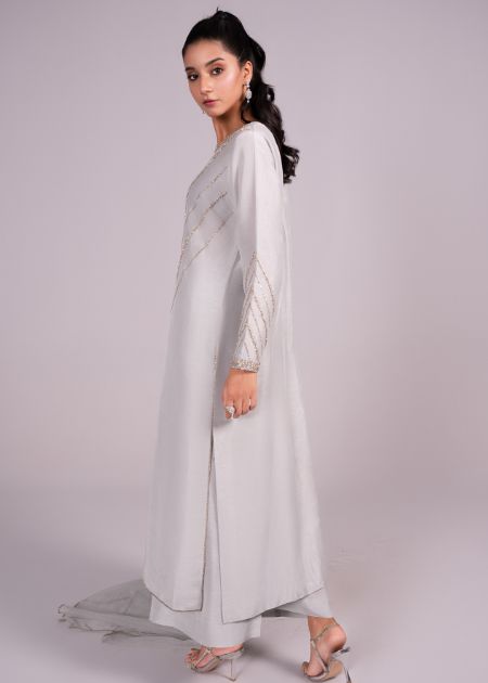 Ash Grey Embroidered