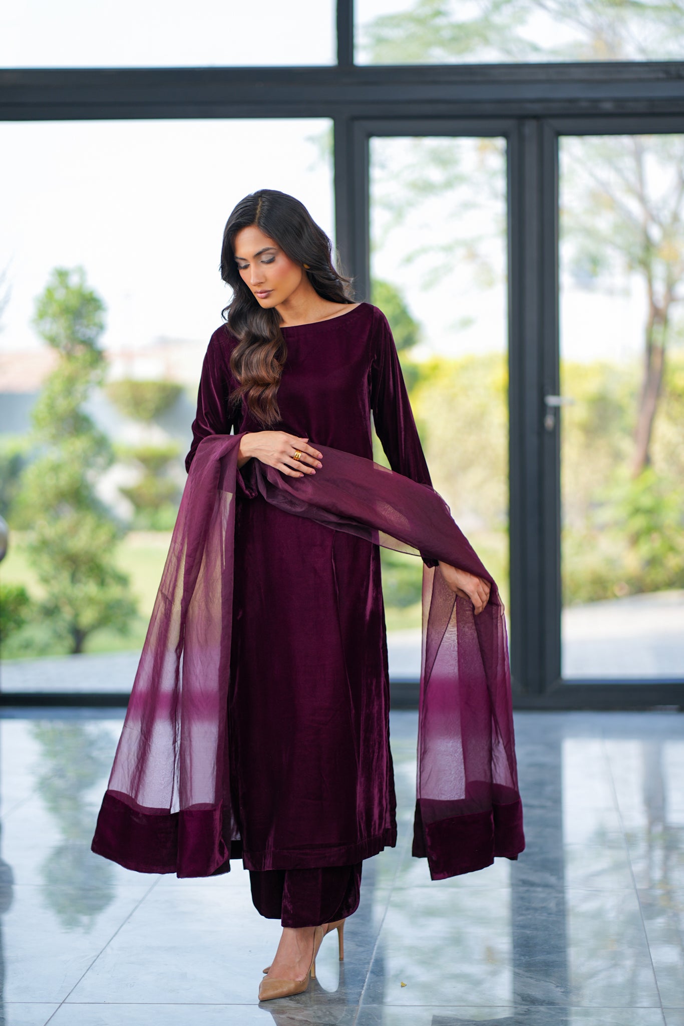 Plum Velvet Coord Set