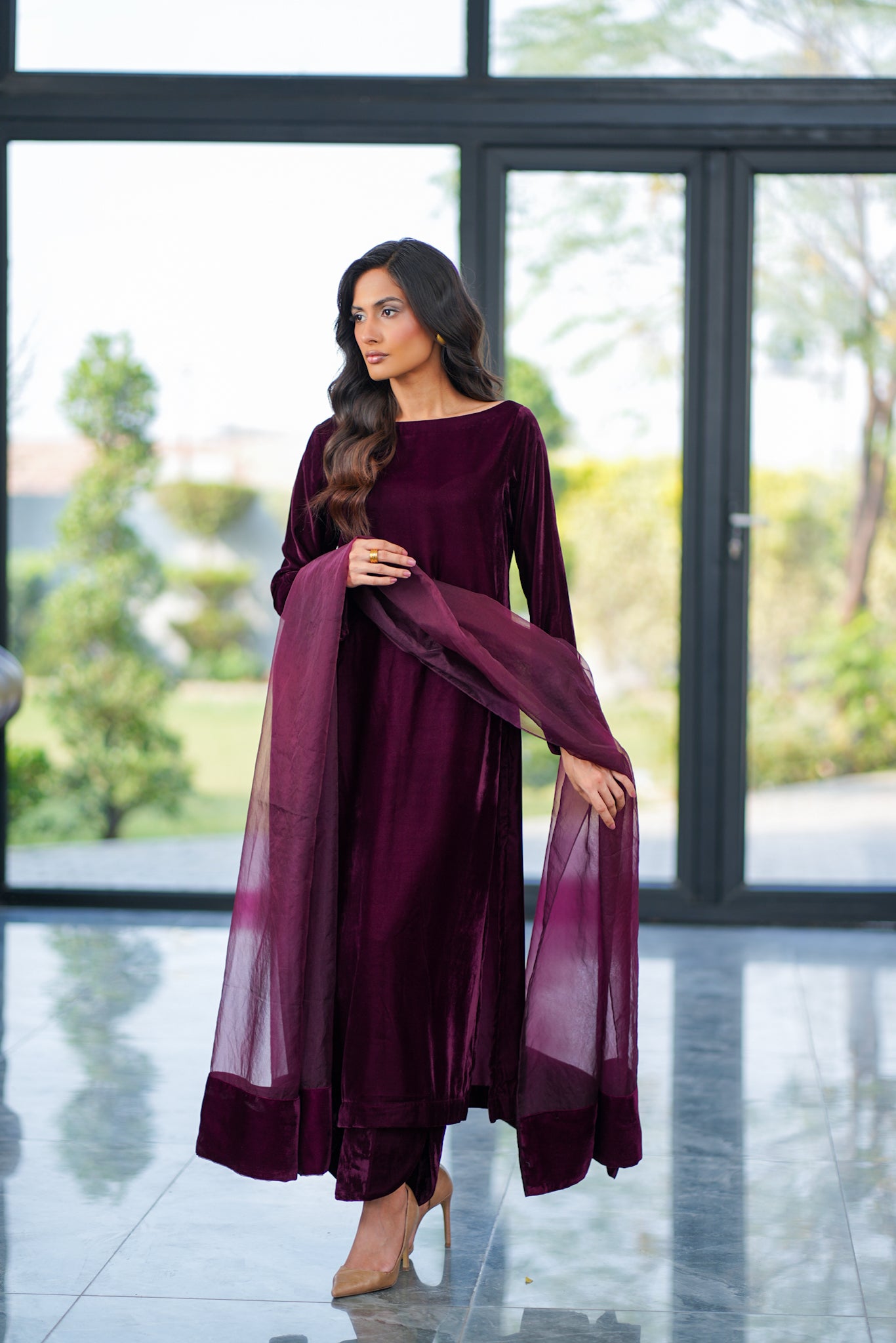 Plum Velvet Coord Set