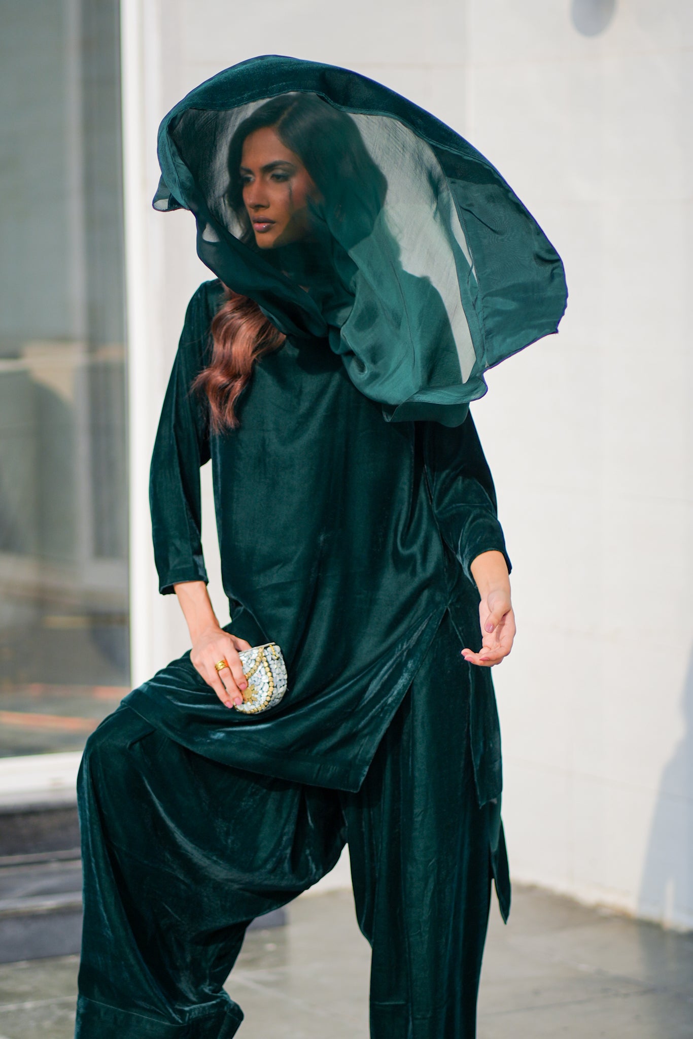 Bottle Green Farshi Shalwar Set