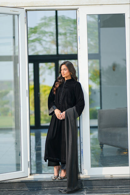 Black Velvet Kurta Set