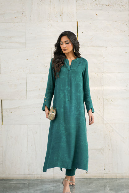 Emerald Embossed Silk Set