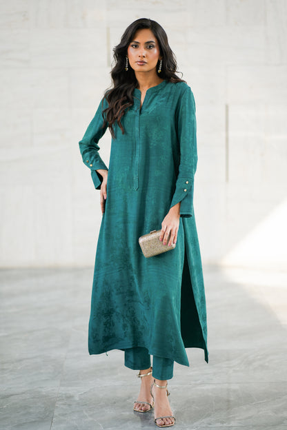 Emerald Embossed Silk Set