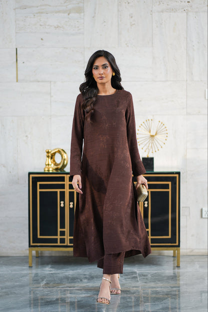 Mocha Embossed Silk Set
