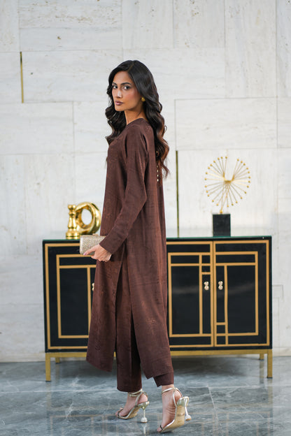 Mocha Embossed Silk Set
