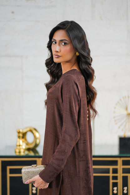 Mocha Embossed Silk Set