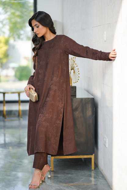 Mocha Embossed Silk Set