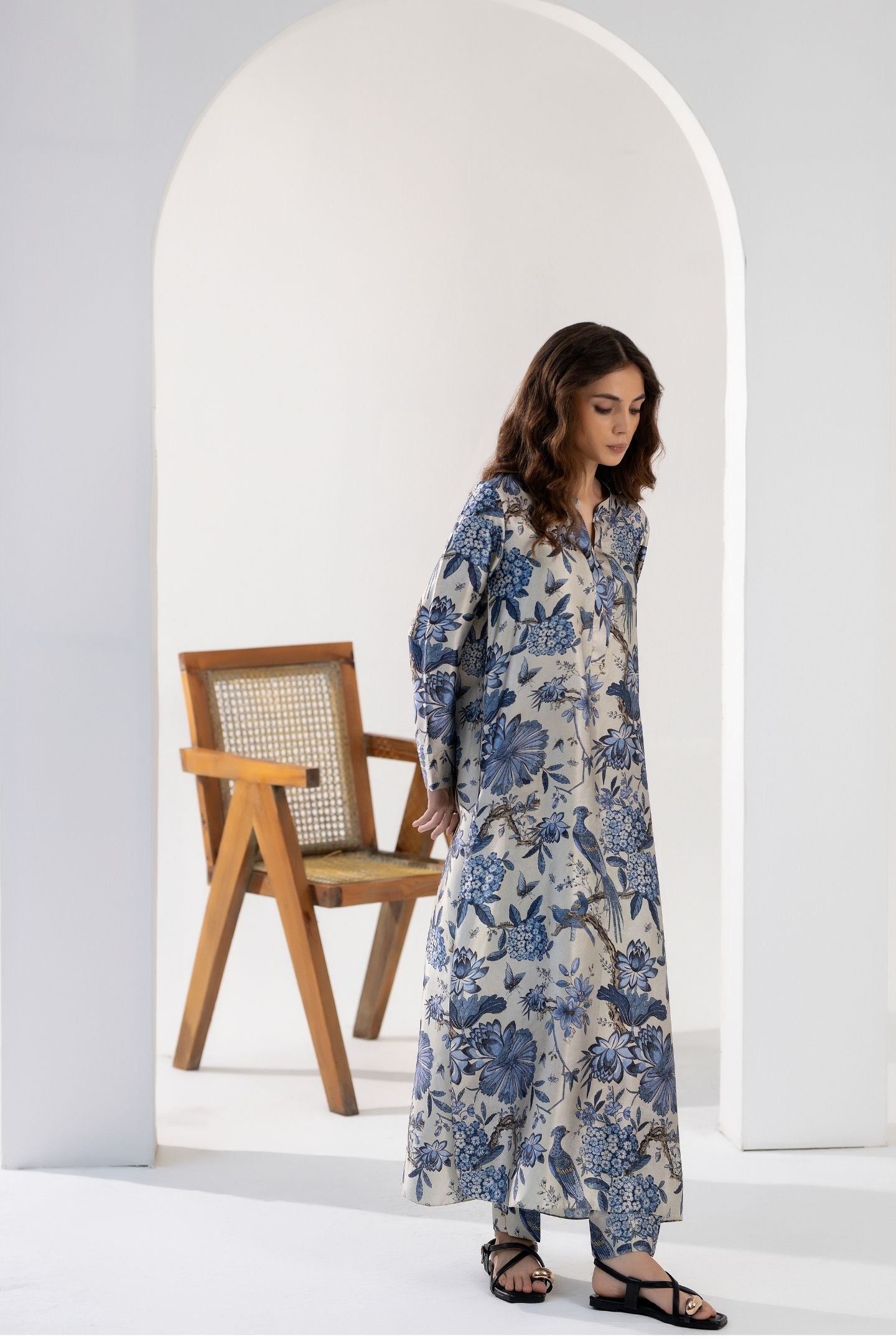 Blue Iris - Printed Silk Coord